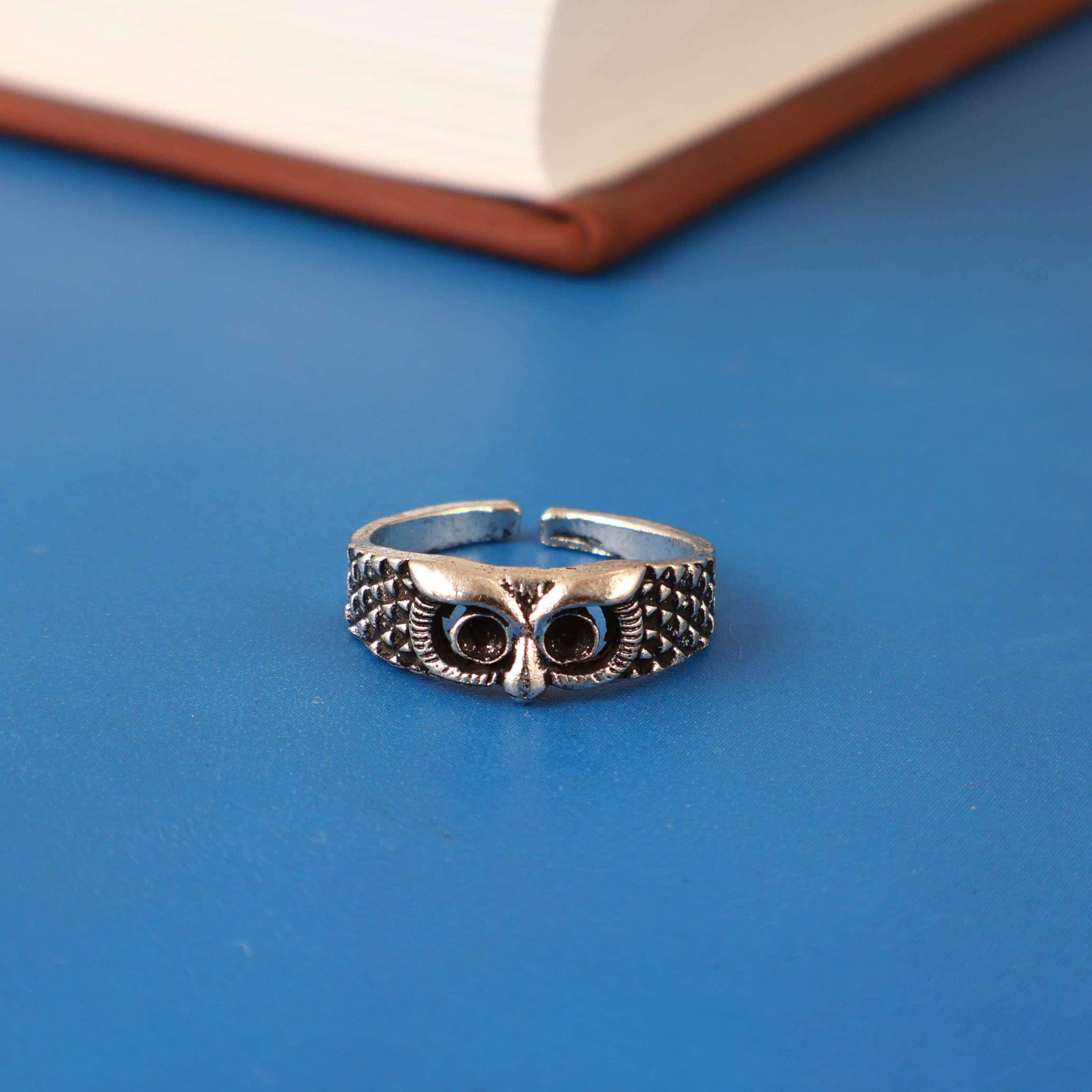 Minimalist Owl Brass Ring, Adjustable Animal Ring, Vintage Boho Jewelry, Cute Bird Statement Ring, A