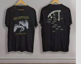 Vintage 1980 Led Zeppelin Over Europe Tour Shirt - Etsy