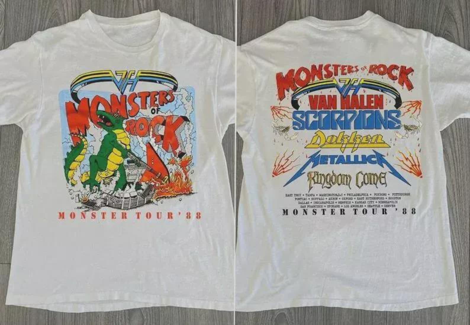 Vintage 80's Monster of Rock Tour Concert T-shirt New Gildan Double ...