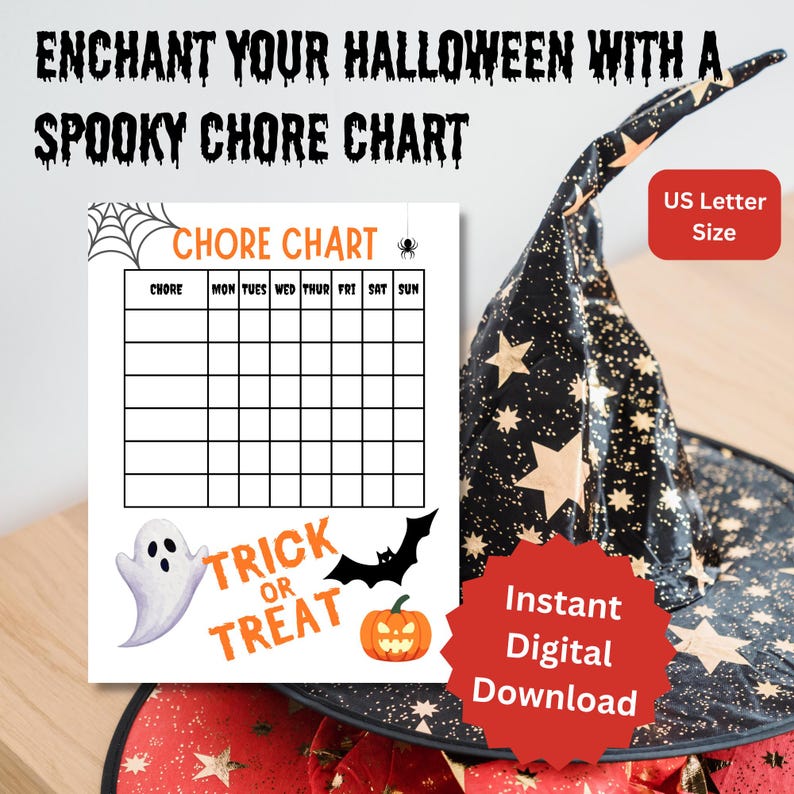 Halloween Chore Chart: Printable Kids Weekly Routine (PDF) - Etsy Australia
