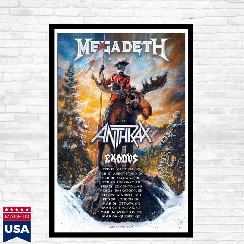 Discover Megadeth Canada Tour 2026 Poster Vertical Premium Matte