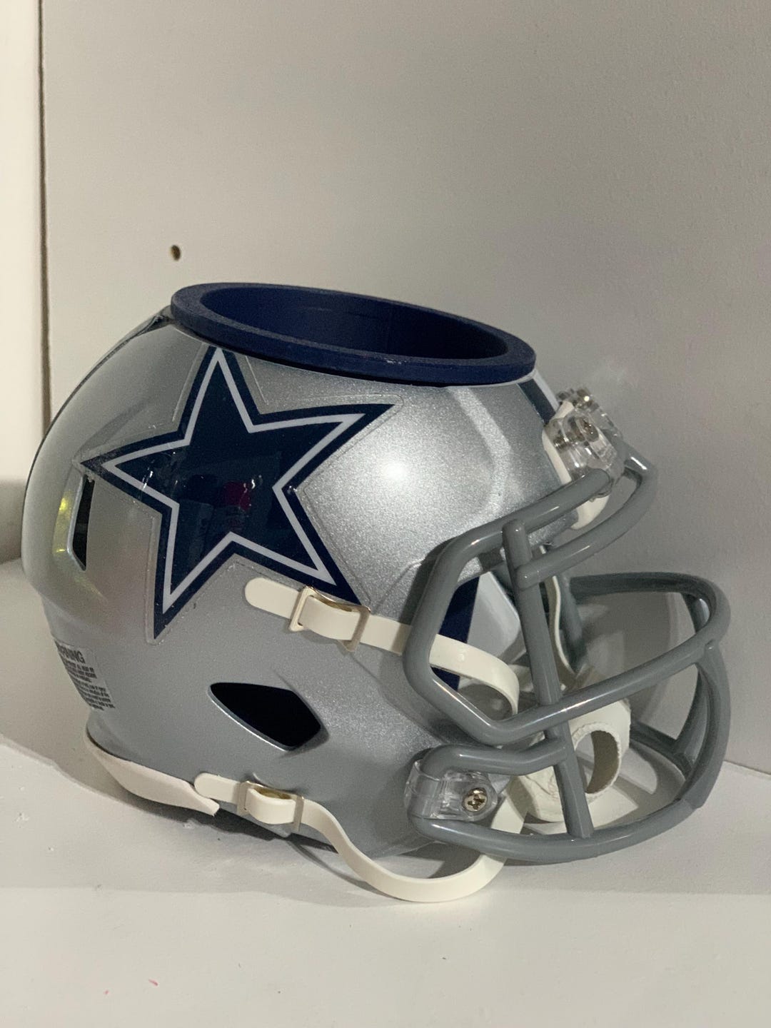 blank mini football helmet desk caddy Baseball Your helmet caddy also has a spot for business cards A Helmet That Holds Your