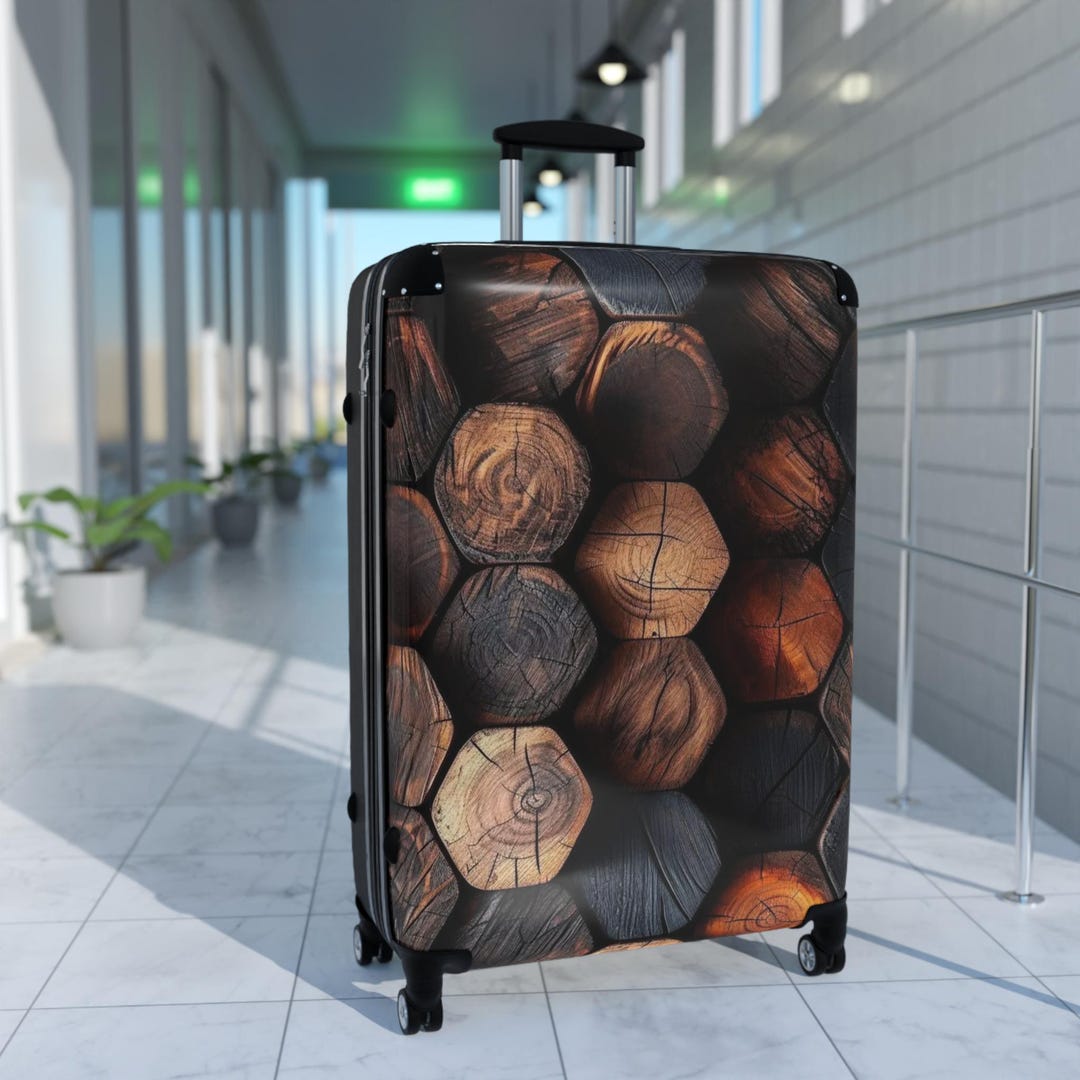 Luggage Design Patterns Hexagonal Wood Pattern Suitcase: Stylish Carry-on Luggage - Etsy