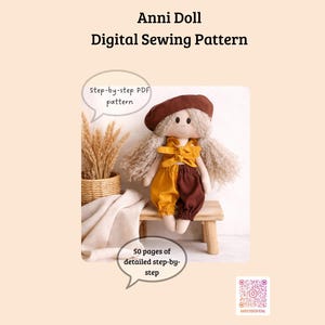 30cm Boho Cloth Doll Pattern - 50 Page PDF Sewing Tutorial - Handmade Rag Doll with Clothes Guide - DIY Beginner Friendly