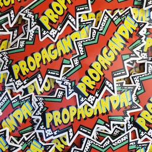 Comic propaganda sticker