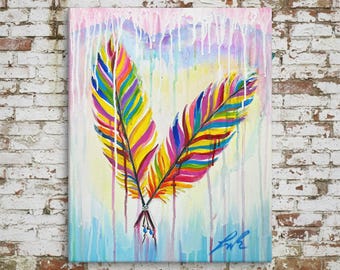 Mystic Feathers | Colorful Feather Wall Art | Contemporary Indigenous Fine Art | Museum-quality Fine Art Giclée by Layne Polzin