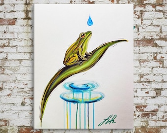 The Small Voice After the Rain | Frog Water Art | Contemporary Indigenous Fine Art | Museum-quality Fine Art Giclée by Layne Polzin