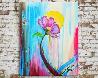 She Bloomed Anyway | Flower Art About Strength & Resilience | Contemporary Fine Art | Museum-quality Fine Art Giclée by Layne Polzin