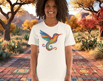 Vintage Hummingbird Spirit Unisex t-shirt | Native Inspired Art Shirt | Distressed Boho Wildlife Graphic Shirt