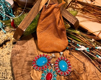 The Badlands Blooms | Genuine Turquoise & Coral Pendant Necklace | Southwestern Native Jewelry | Artisan Statement Necklace | WALELA Studios