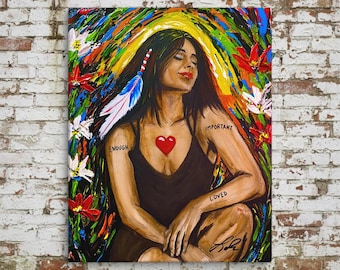 Nunca fue lo que decían. Impresión en lienzo Giclée – Serie Siempre fue fuego, lámina artística para la sanación emocional, retrato de mujer.