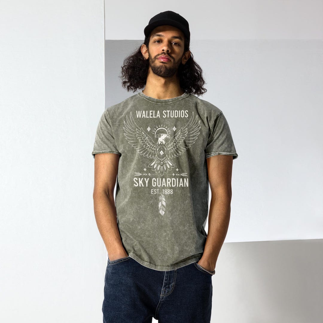 Walela Sky Guardian Native Inspired Denim T-shirt | Protective Eagle Spirit ...