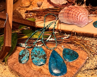 Blue Earth Collection - Authentic, old-stock vintage rough silicified copper minerals sourced from a Native Oklahoman Elder