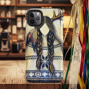 Deer Woman Native Spirit | Sacred Guardian Painting | Indigenous Mythology Art | Tough Case for iPhone®