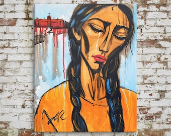 Her Name Remains | Residential School Remembrance Art | Contemporary Indigenous Fine Art | Museum-quality Fine Art Giclée by Layne Polzin