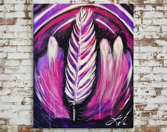 The Old Ones Remember Canvas Print | Native American Feather Art | Spiritual Ancestors Painting | Indigenous Symbolism Wall Art