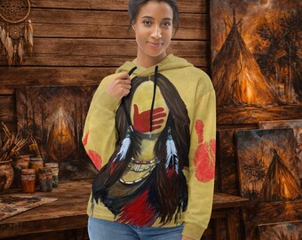 MMIW Hoodie, Red Handprint Native Art Hoodie, Silenced Not Forgotten, Indigenous Awareness Sweatshirt, Native American Art Apparel