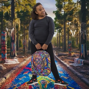 Native American Inspired Backpack  “Wading Thunder”