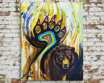 Bear Paw | Native Bear Art Print | Wildlife Wall Decor | Contemporary Indigenous Fine Art | Museum-quality Fine Art Giclée by Layne Polzin