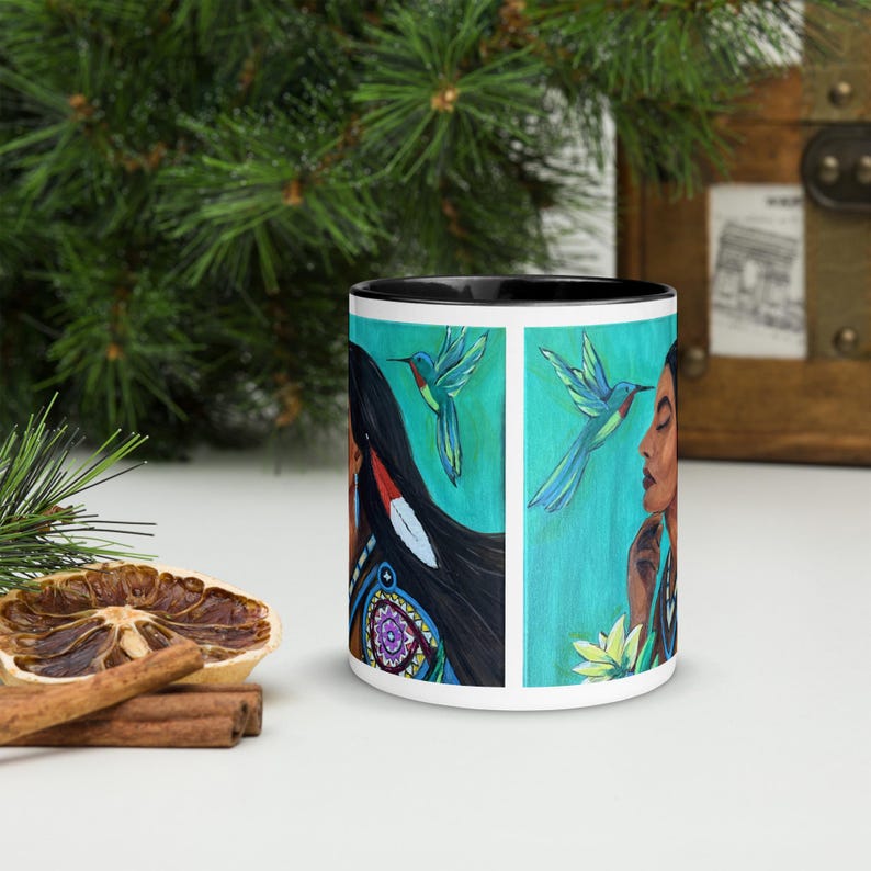 Mug with Color Inside - Hummingbird Prayer