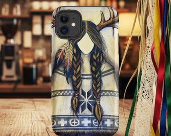 Deer Woman Native Spirit | Sacred Guardian Painting | Indigenous Mythology Art | Tough Case for iPhone®