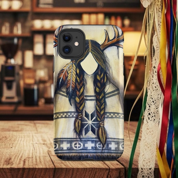 Native Spirit Deer Woman Phone Case, Bold Color Art (iPhone & Samsung)