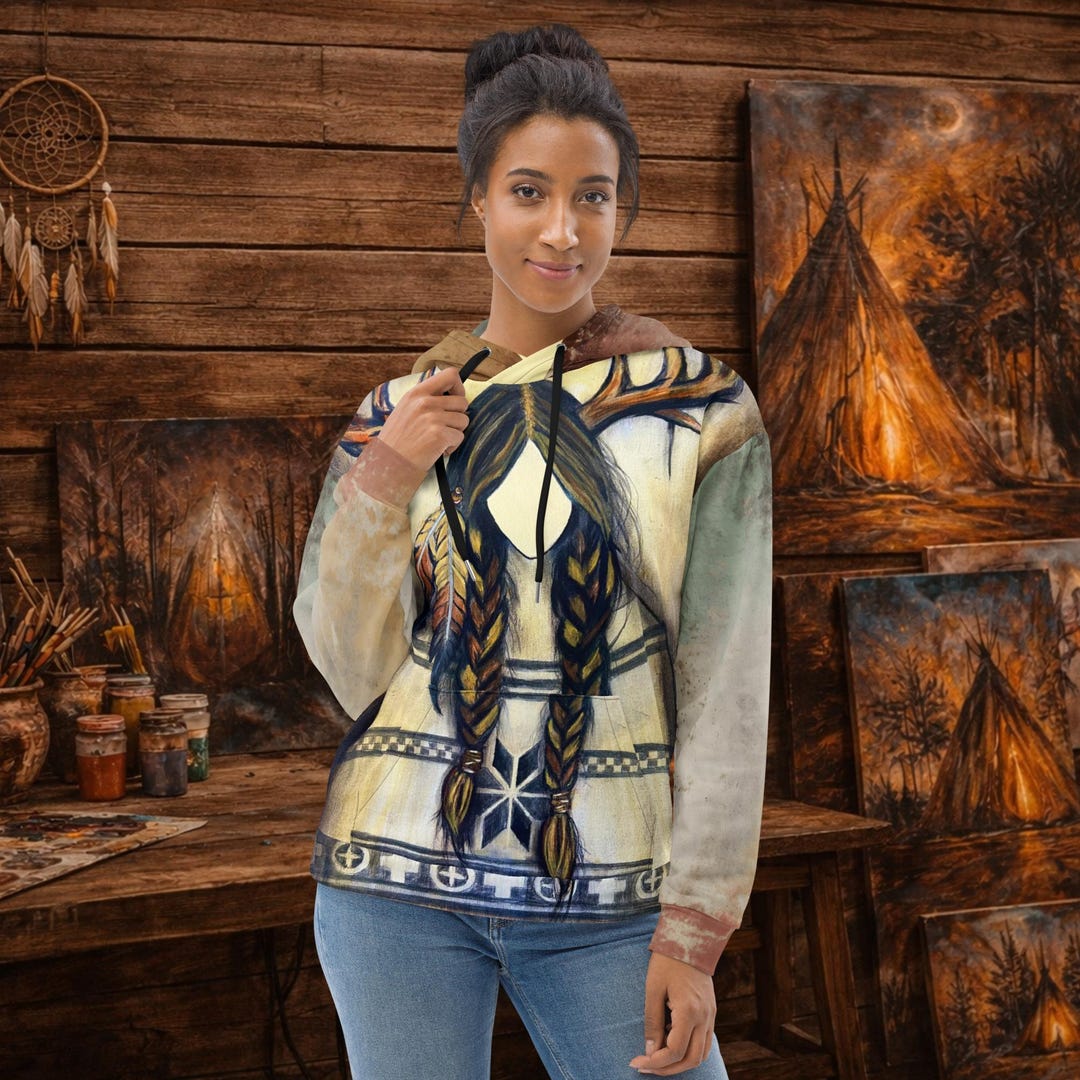 Deer Woman Native Spirit Full Print Hoodie – Cherokee Inspired Sacred ...