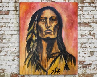Stoneface, No Fear | Strong Woman Native Portrait | Contemporary Indigenous Fine Art | Museum-quality Fine Art Giclée by Layne Polzin