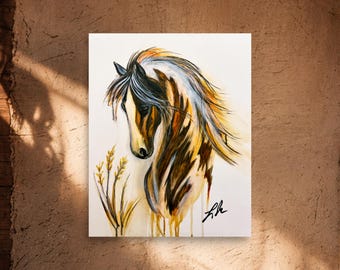 Deep Thoughts | Horse Painting | Contemporary Western Fine Art | Museum-Quality Giclée Fine Art Print (Unframed)