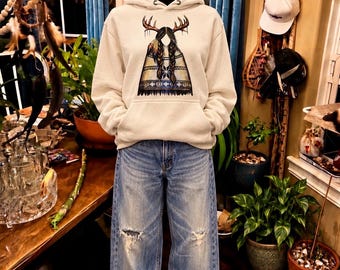 Deer Woman Slumber Hoodie: Deer Woman Guardian - Native Story Art | Unisex Hoodie