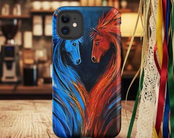 Spirit Horses Tough Case for iPhone® – Native American Horse Art, Symbolic Expressionism, Colorful Spiritual Art