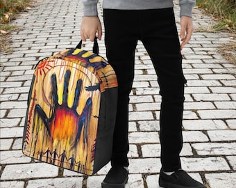 Hands Of The Ancestors Backpack, Minimalist Water-Resistant Polyester | Laptop Pocket | Hidden Zipper