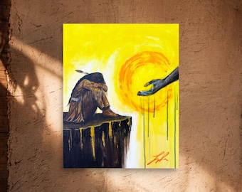 The Sacred Reach Canvas - Indigenous Spiritual Wall Art | Museum-Quality Giclée Fine Art Print (Unframed)
