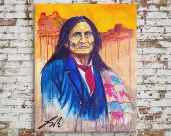 Geronimo — The Homeland He Carried | Chiricahua Apache Portrait | Contemporary Fine Art | Museum-quality Fine Art Giclée by Layne Polzin