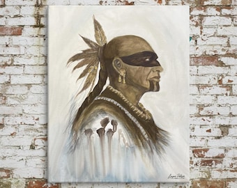 Dragging Canoe Print, Cherokee War Chief Portrait - Giclée Canvas | 16X20 Archival Pigment Ink