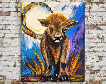 Tallow & Timber | Buffalo Calf Art | Contemporary Indigenous Fine Art | Museum-quality Fine Art Giclée by Layne Polzin