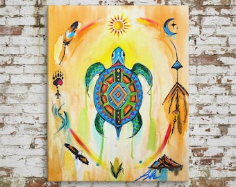 Between Earth and Sky | Turtle Nature & Symbolic Art | Contemporary Indigenous Fine Art | Museum-quality Fine Art Giclée by Layne Polzin