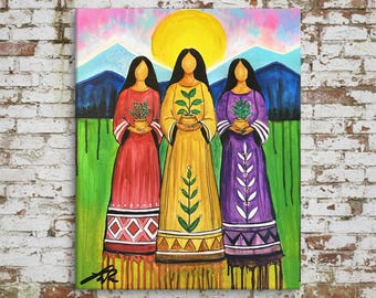Keepers of the Garden | Cherokee Three Sisters & Heritage Art | Contemporary Fine Art | Museum-quality Fine Art Giclée by Layne Polzin