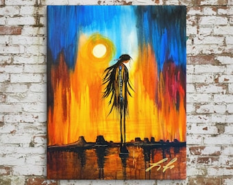 The Storm That Couldn't Kill Her | Woman of Strength Art | Contemporary Indigenous Fine Art | Museum-quality Fine Art Giclée by Layne Polzin