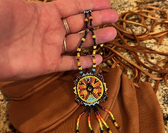 Autumn Dawn Butterfly Collar Necklace | Handmade Native Beaded Necklace | Butterfly Medallion | Indigenous Beadwork | WALELA Studios