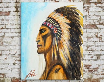 Stoneface, Deep Roots | Stoic Native Portrait | Contemporary Indigenous Fine Art | Museum-quality Fine Art Giclée by Layne Polzin
