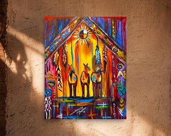 The Three Who Remember | Three Horses Ancestry | Indigenous Fine Art | Museum-Quality Giclée Fine Art Print (Unframed) by Layne Polzin