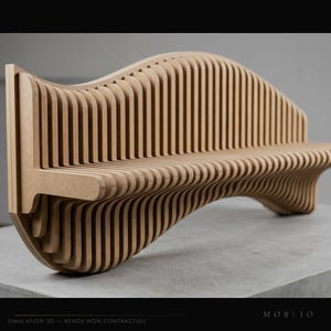 Designer-Wandregal aus Holz – Handgefertigte parametrische Skulptur – Aufbewahrungsmöbel fürs Wohnzimmer – Inklusive französischer Aufhängeleiste – Limitierte Auflage