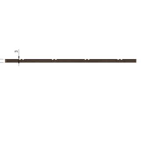 May include: A dark brown, flat, rectangular strip with a series of small, evenly spaced V-shaped notches along the top edge. Technical dimension lines indicate a thickness of 10 units and a notch depth of 3 units, providing a clear profile view.