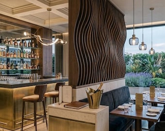 Op maat gemaakt houten scherm — Parametrische ruimteverdeler — Decoratieve binnenafscheiding — Handgemaakt in Frankrijk — Keuze uit verschillende afwerkingen