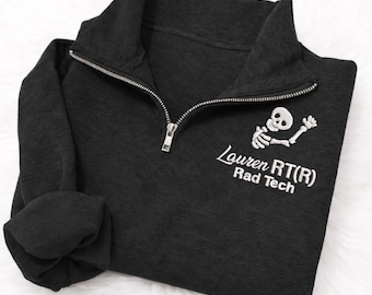 Custom Embroidered Rad Tech Zip Sweatshirt, Radiological Technologist Jacket, Radiology Zip Sweatshirt, RT(R) Tech Gift, Registered Rad Tech