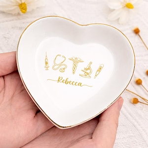 Personalized Scientist Ring Dish, Custom Microscope Jewelry Dish, Lab Technician Gift, Chemist Gift for Women, Custom Name Trinket Dish