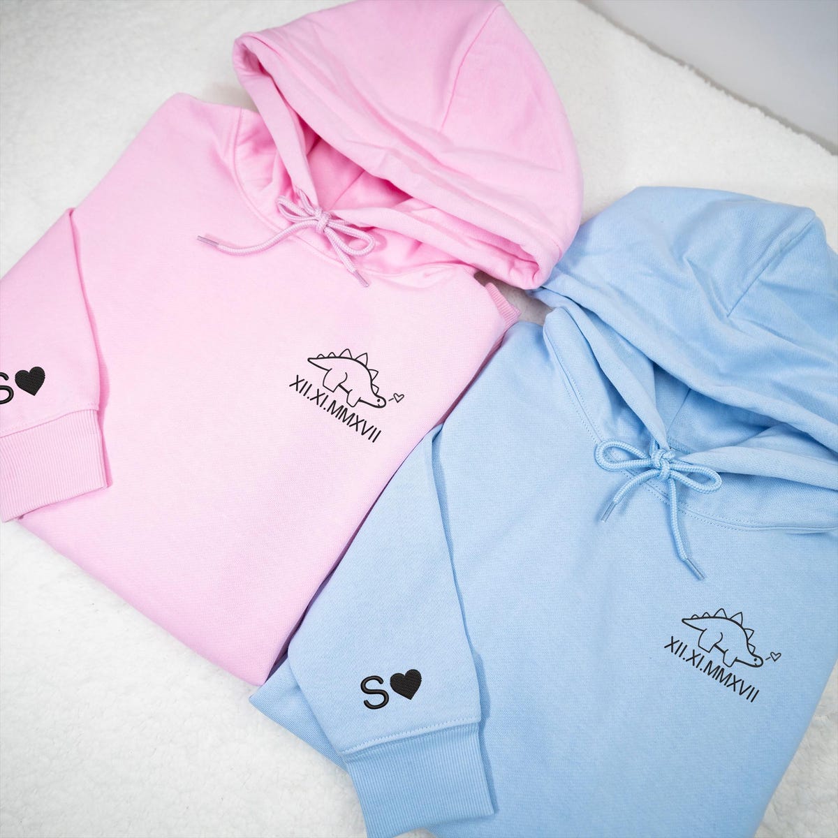 Matching Couple Embroidered Dinosaur Hoodie