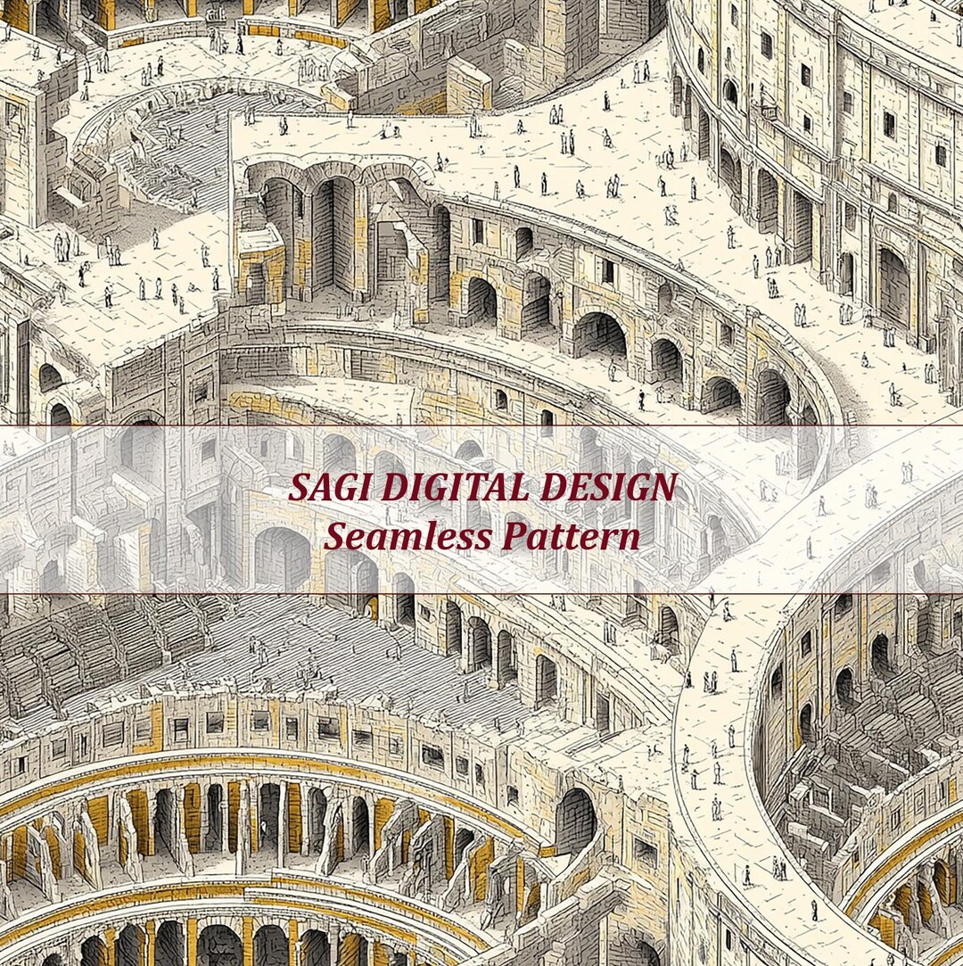 Rome Colosseum Seamless Pattern — Isometric Architecture Illustration ...