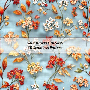 Nature Lovers Textile Art - 3D Fabric Flower Seamless Pattern